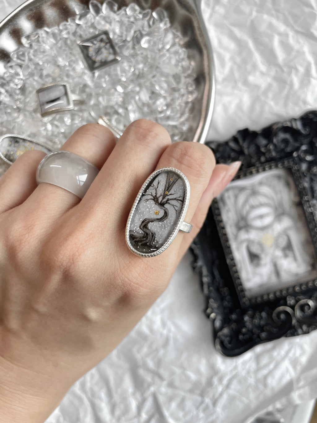 Ink Tree Silver-Plated Ring