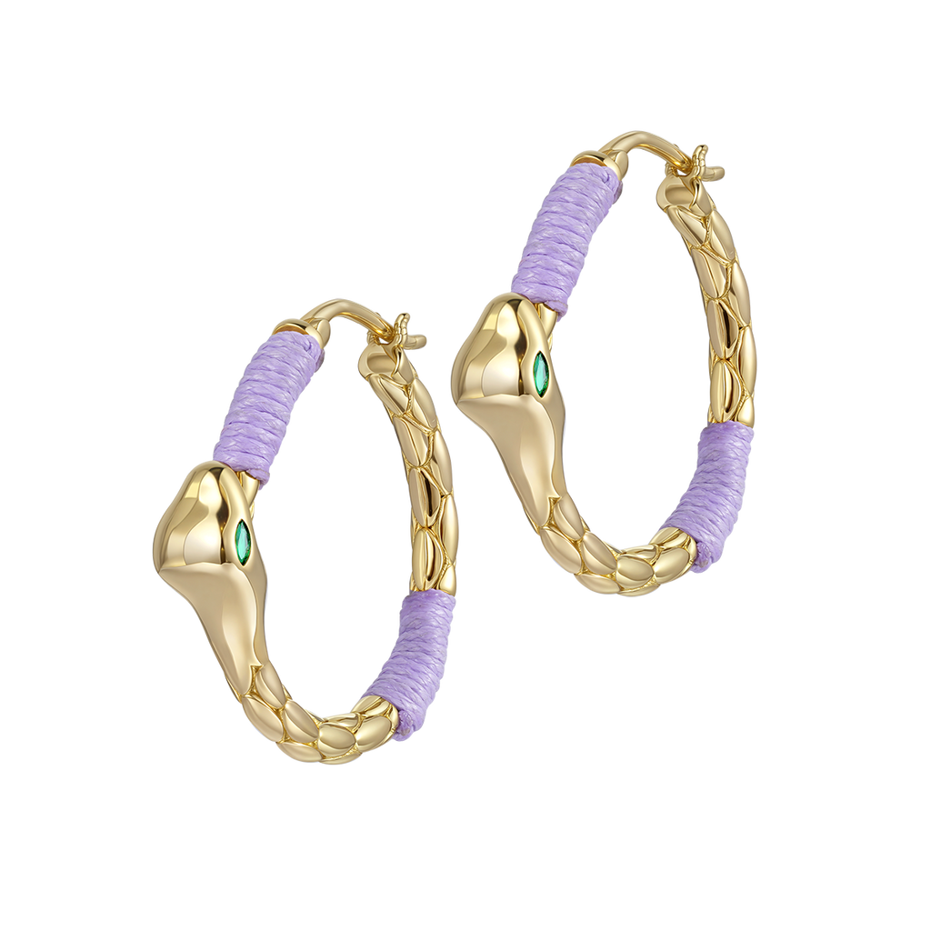 Violet Serpent Hoop Earrings