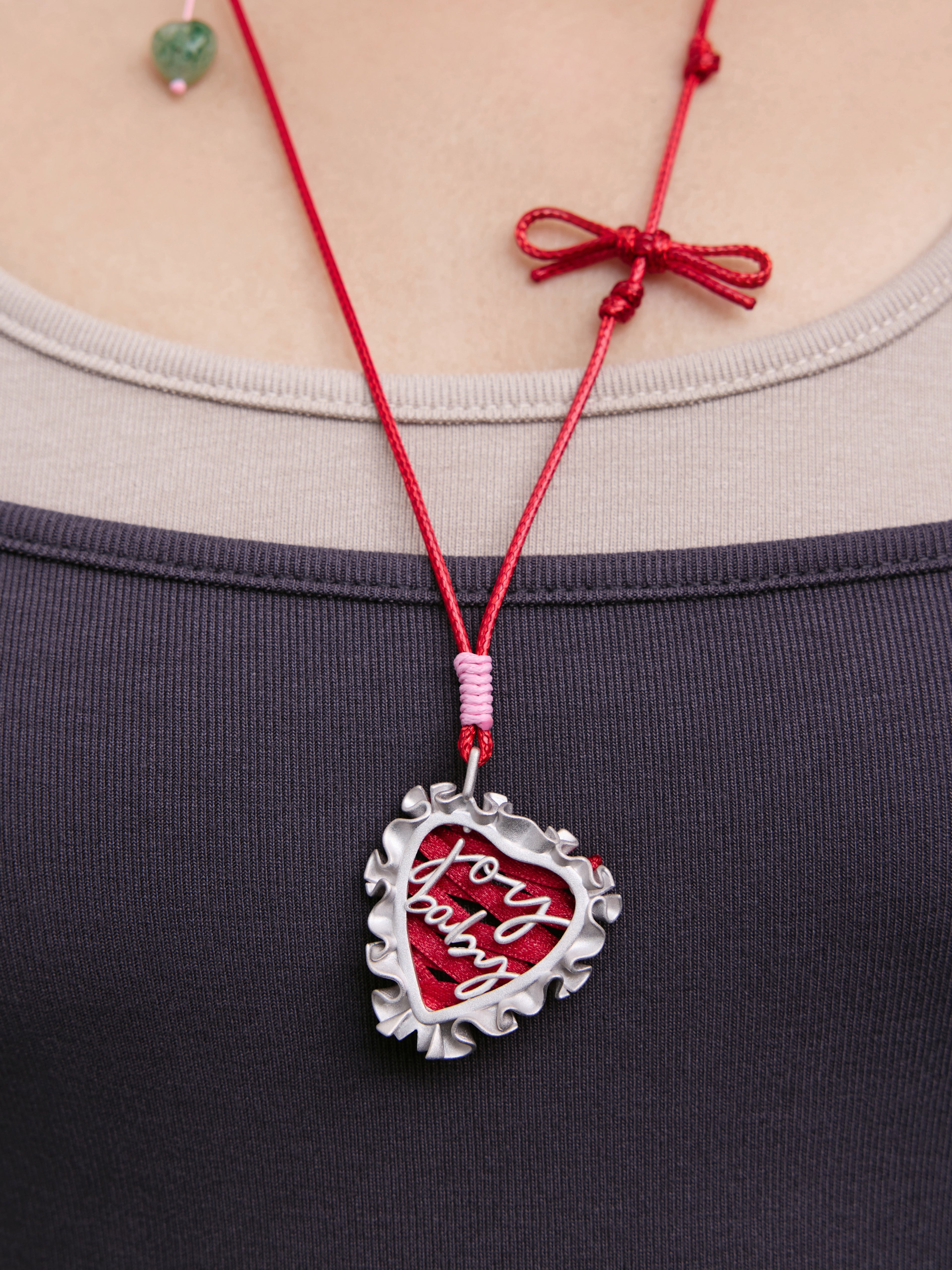 Red Joy Baby Ribbon Necklace
