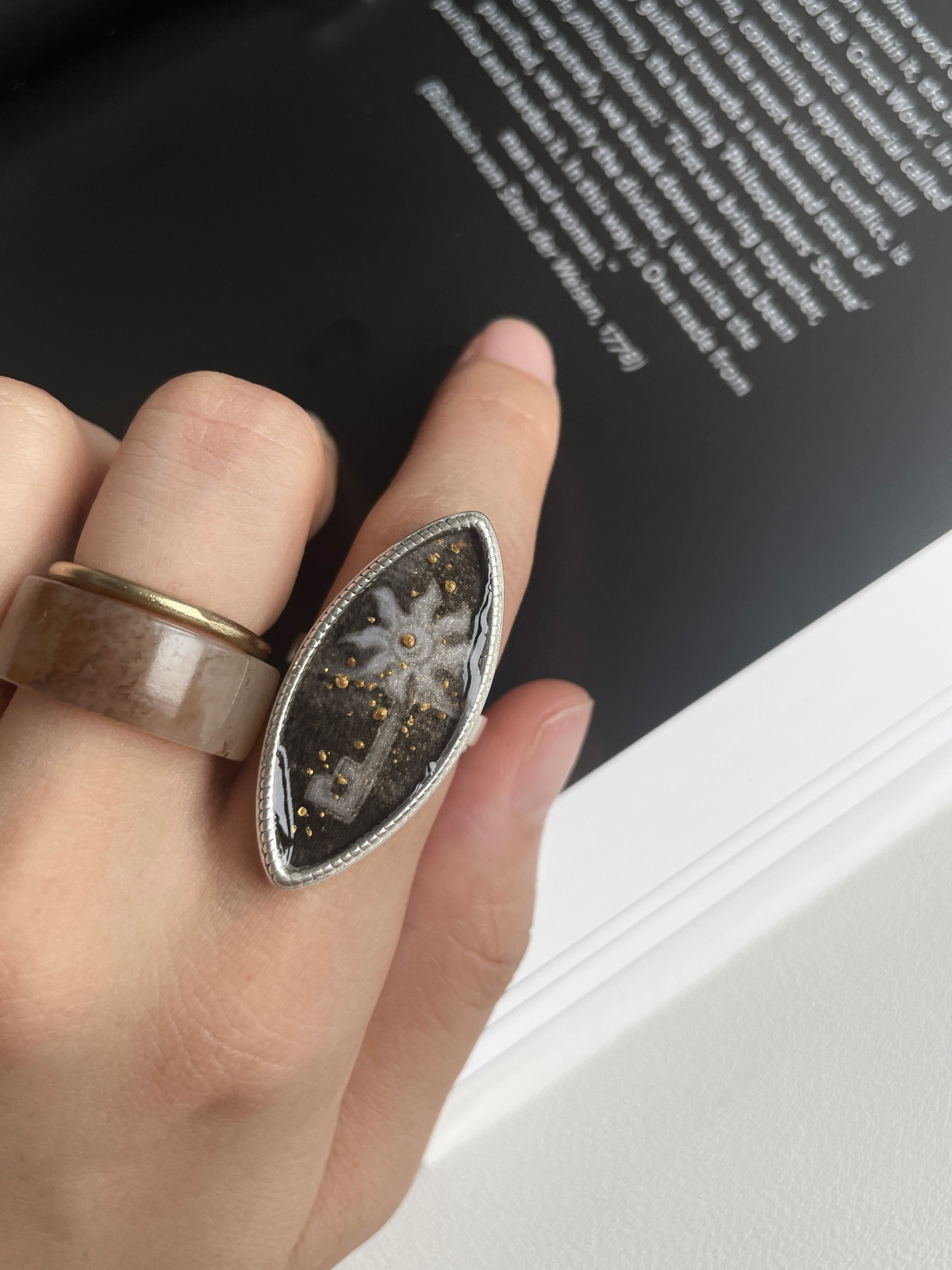 Sun Key Silver-Plated Ink Ring