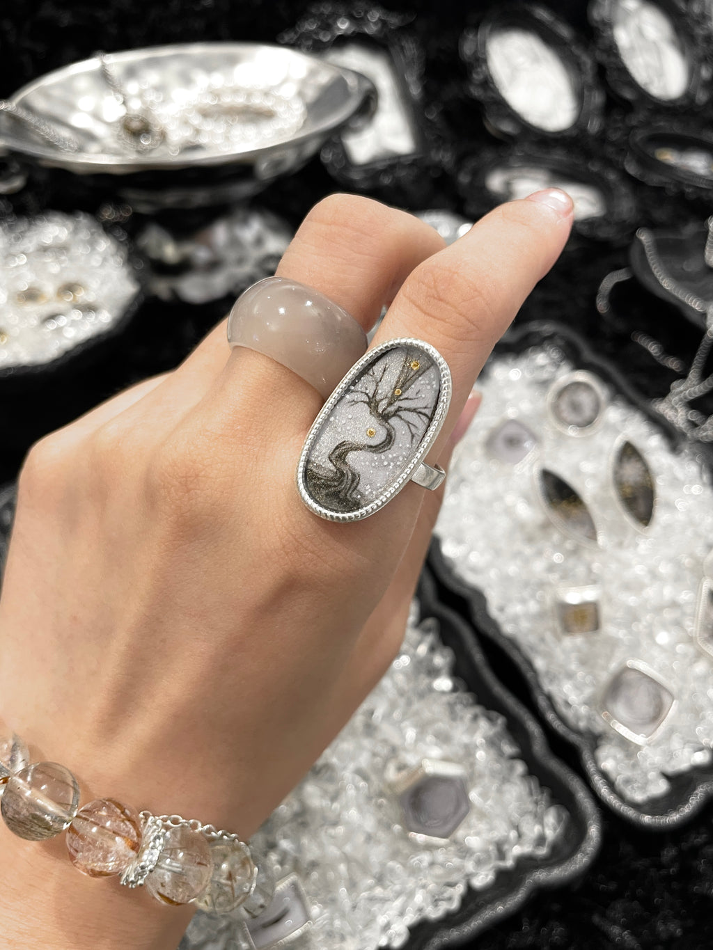 Ink Tree Silver-Plated Ring