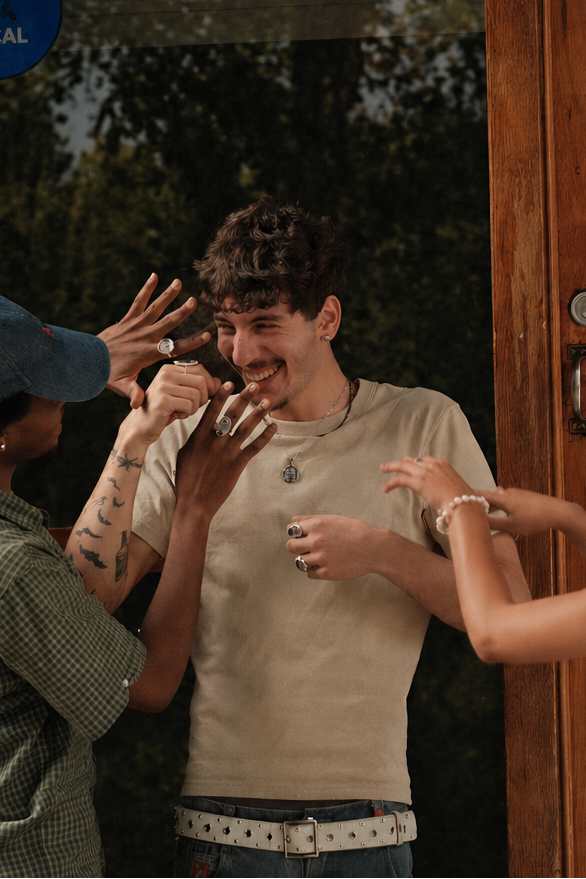 Lunar Fountain Double Chain Necklace – Black