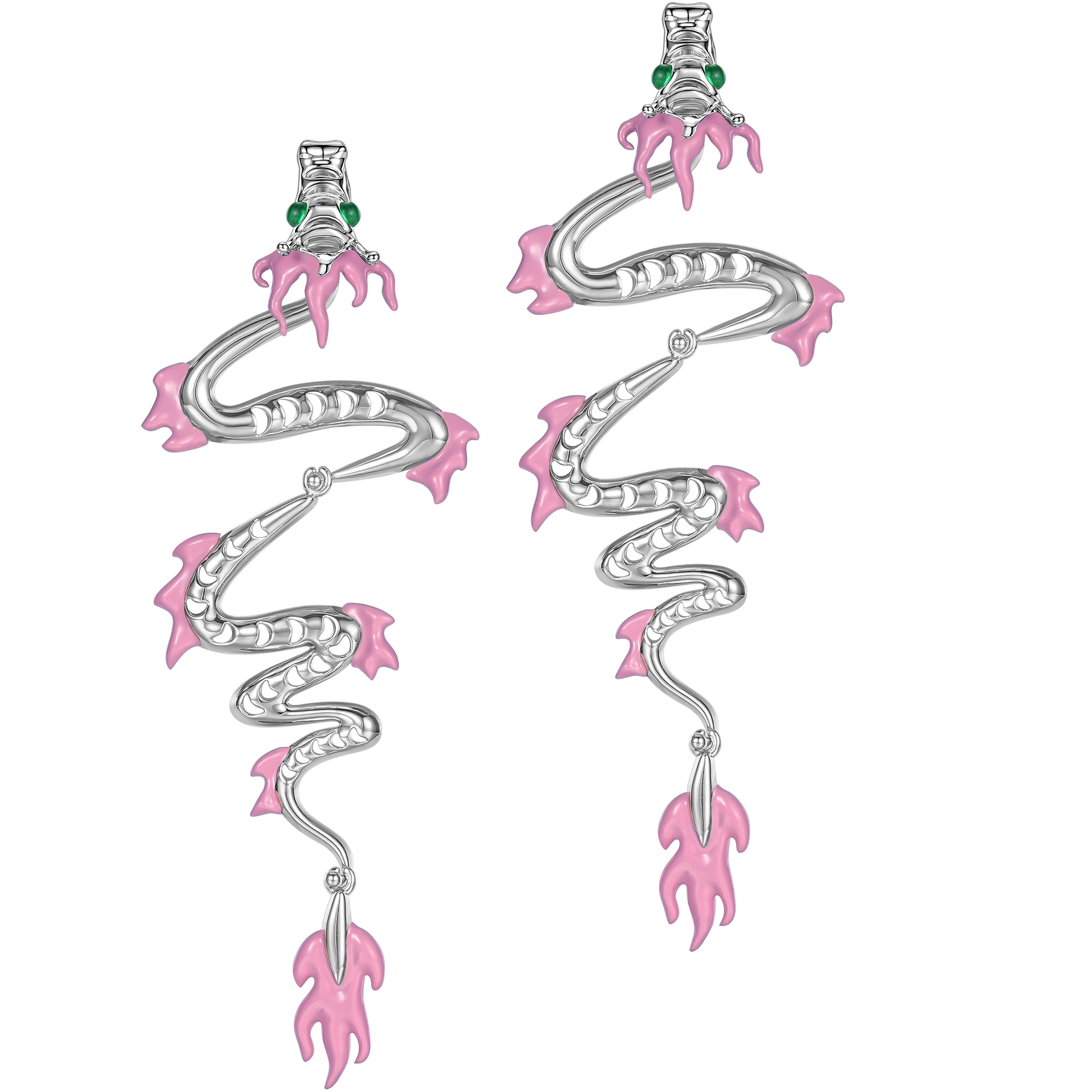 Wandering Dragon Earrings – Smoky Pink