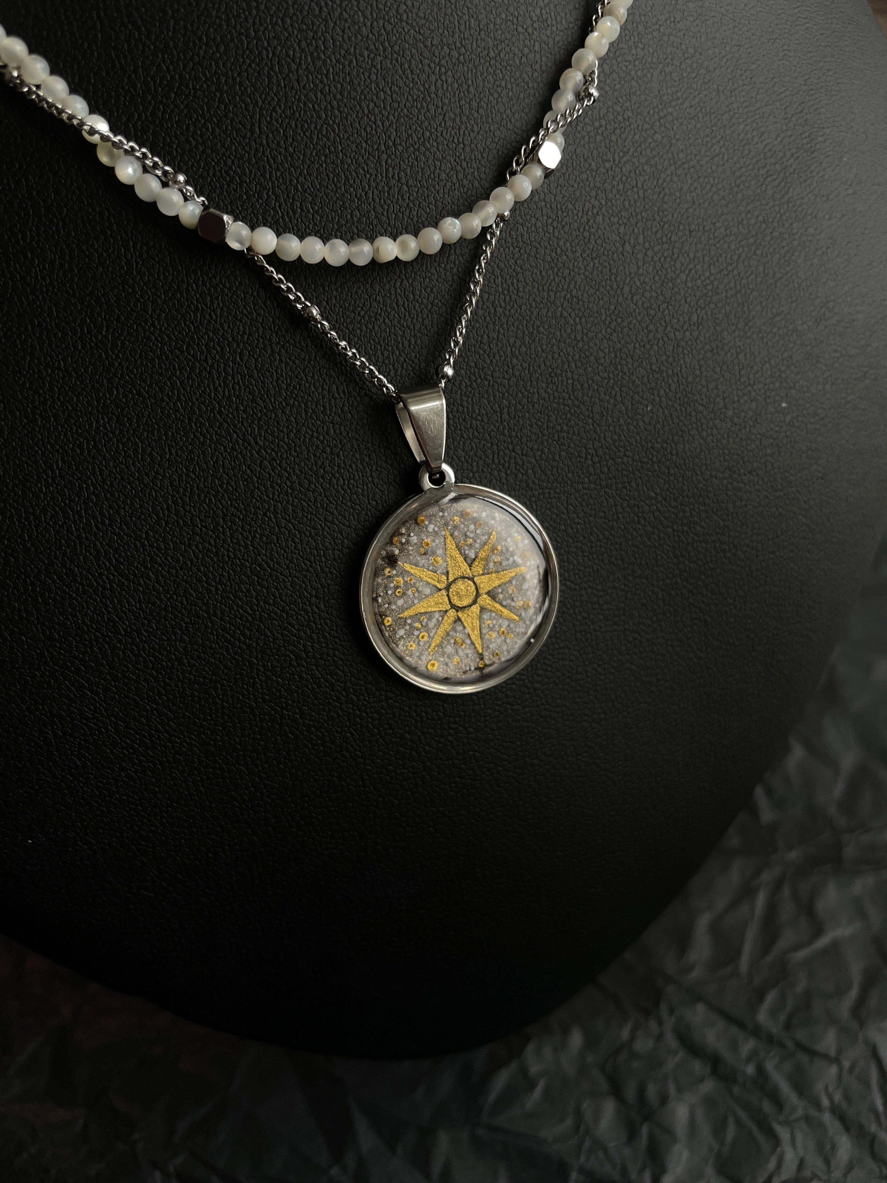 Lunar Fountain Double Chain Necklace – White