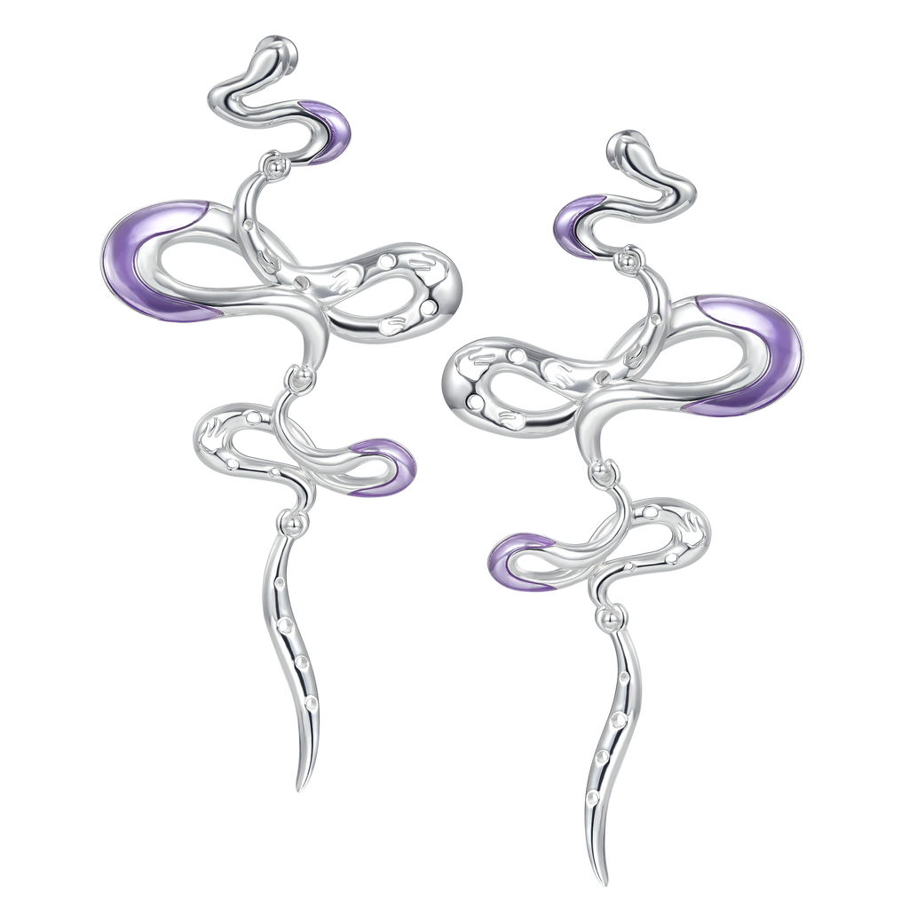 Twin Fairy Serpent Drop Earring – Violet