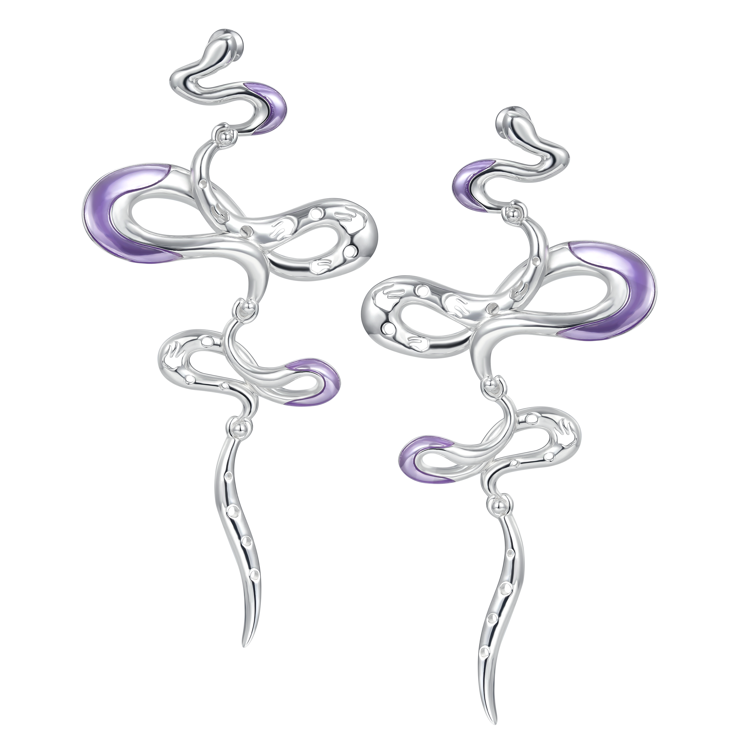 Twin Fairy Serpent Drop Earring – Violet