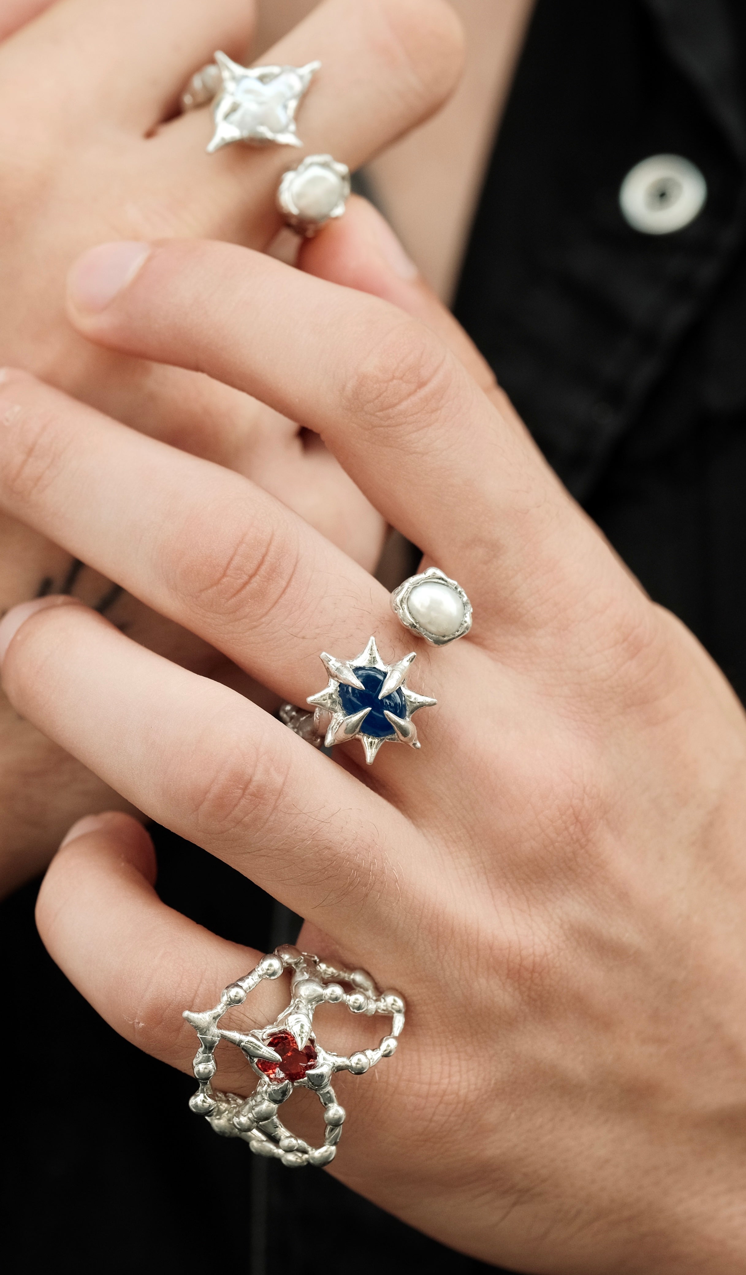 Wuyin Orbit Pearl Ring - Blue