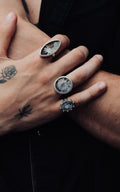 Clock Travel Silver-Plated Ink Ring