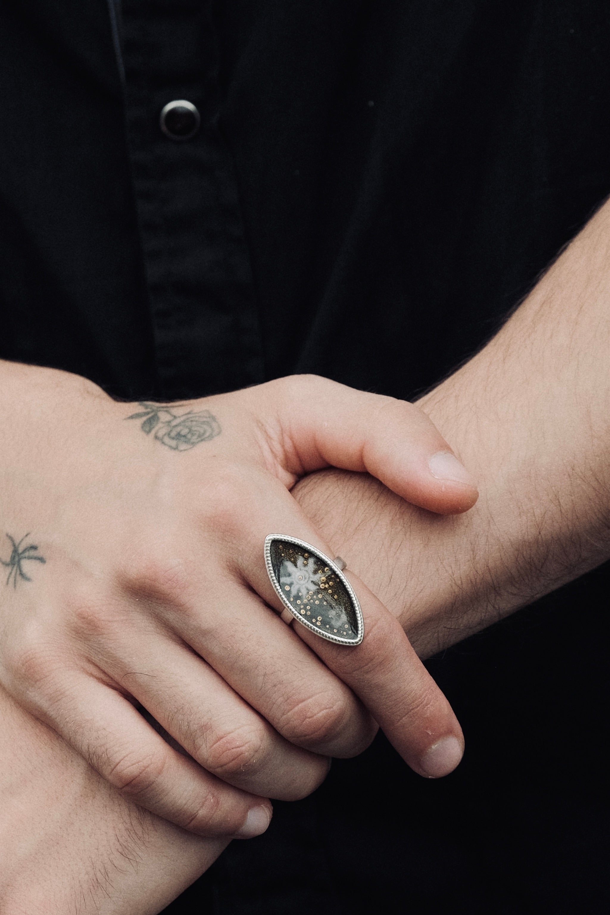 Sun Key Silver-Plated Ink Ring