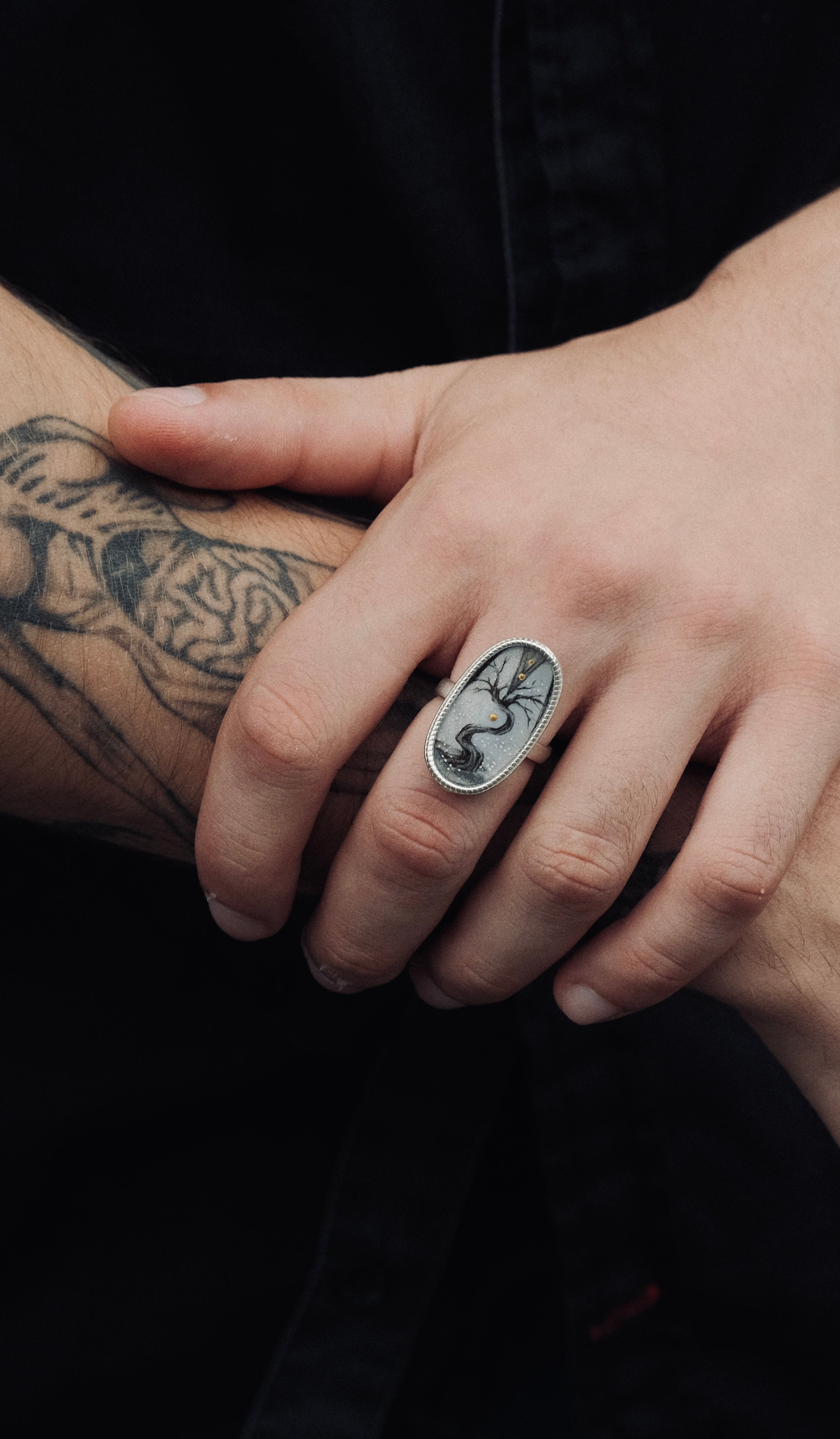Ink Tree Silver-Plated Ring