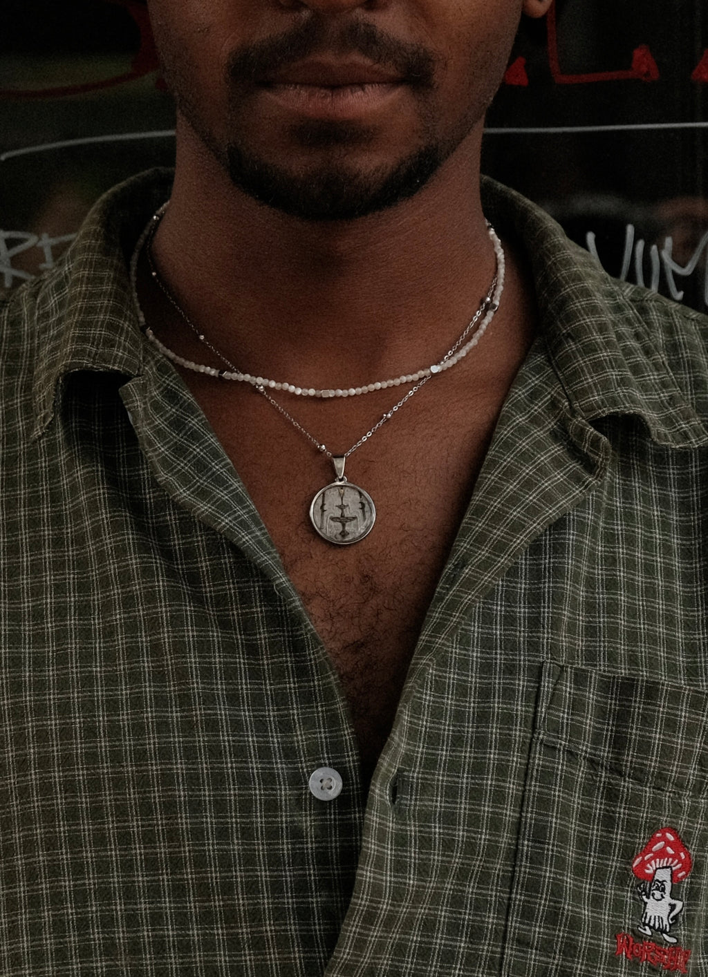 Lunar Fountain Double Chain Necklace – White