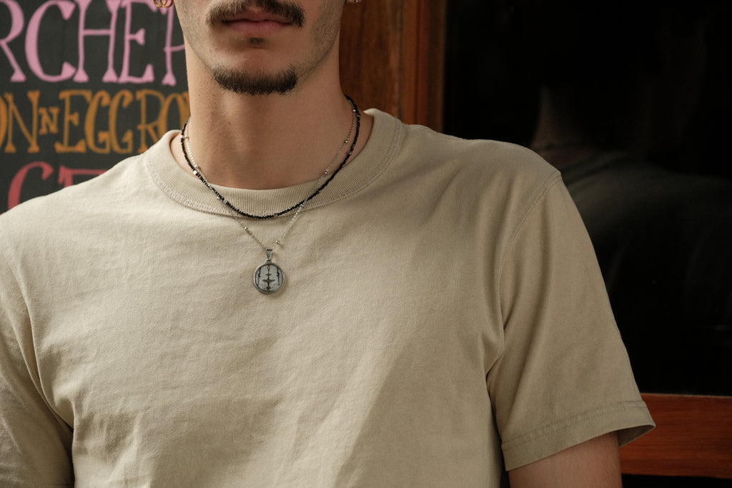 Lunar Fountain Double Chain Necklace – Black