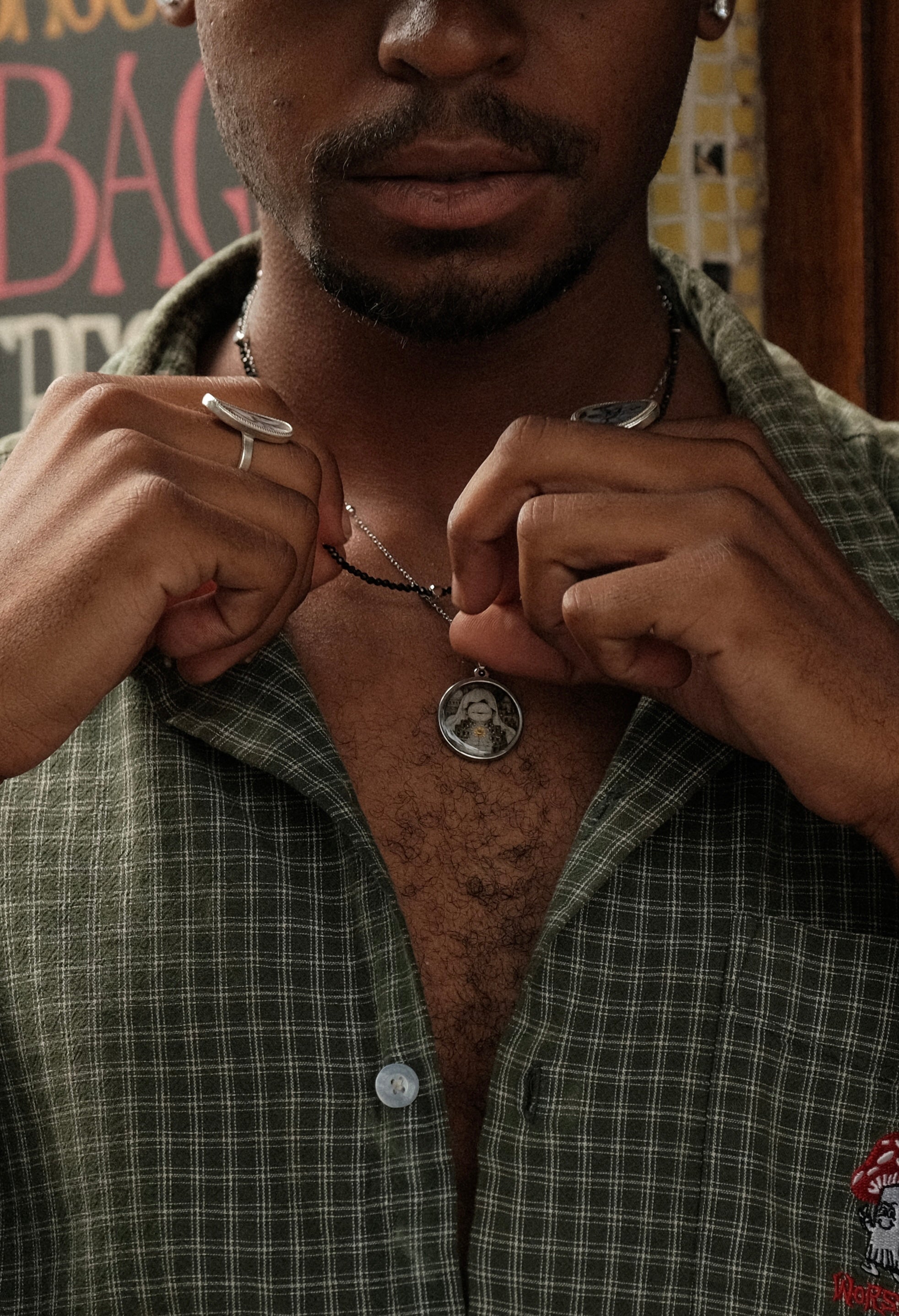Lunar Fountain Double Chain Necklace – Black