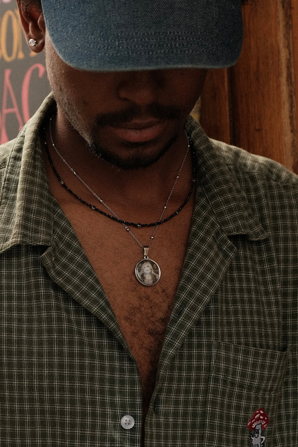Lunar Fountain Double Chain Necklace – Black