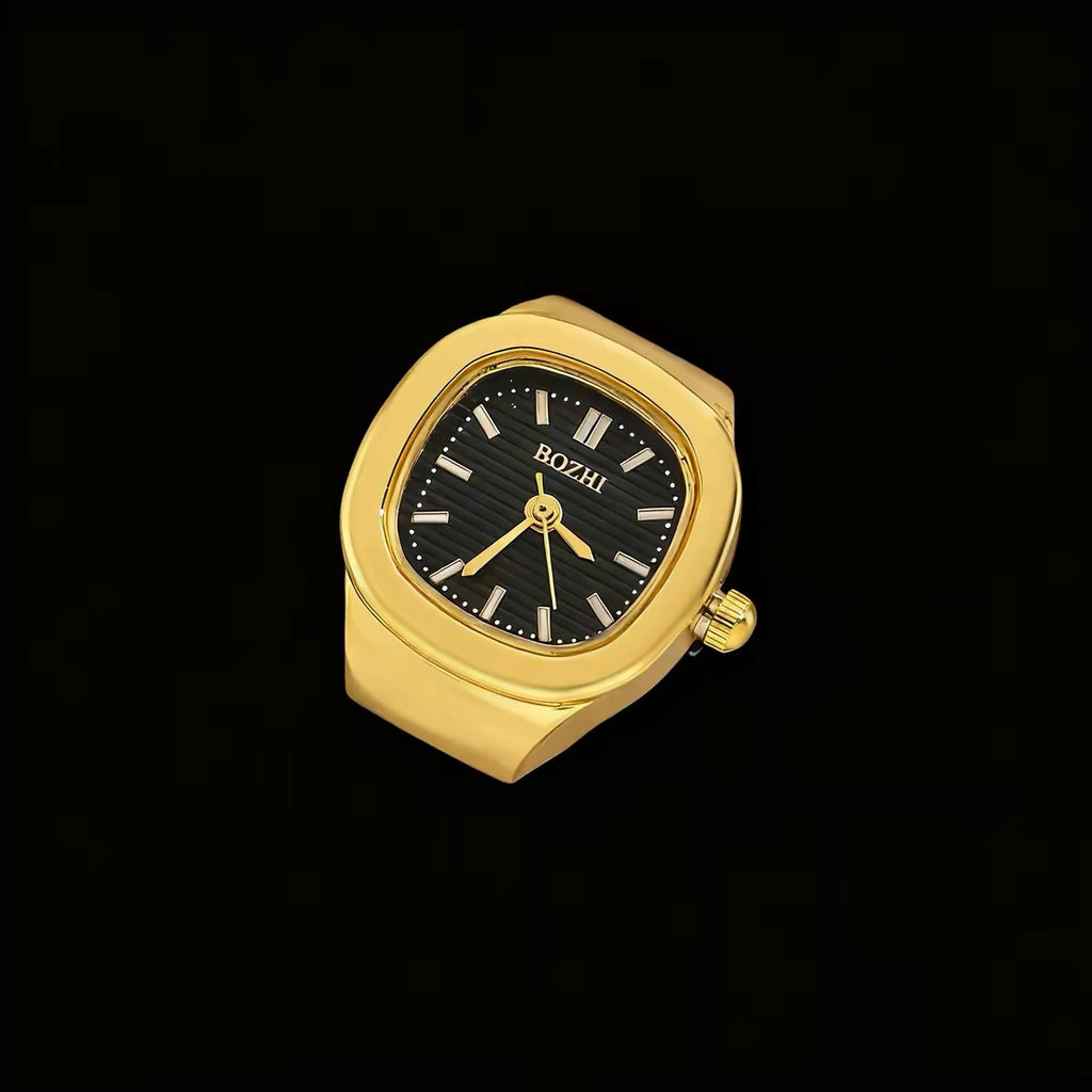 Time Capsule Clock Ring - gold