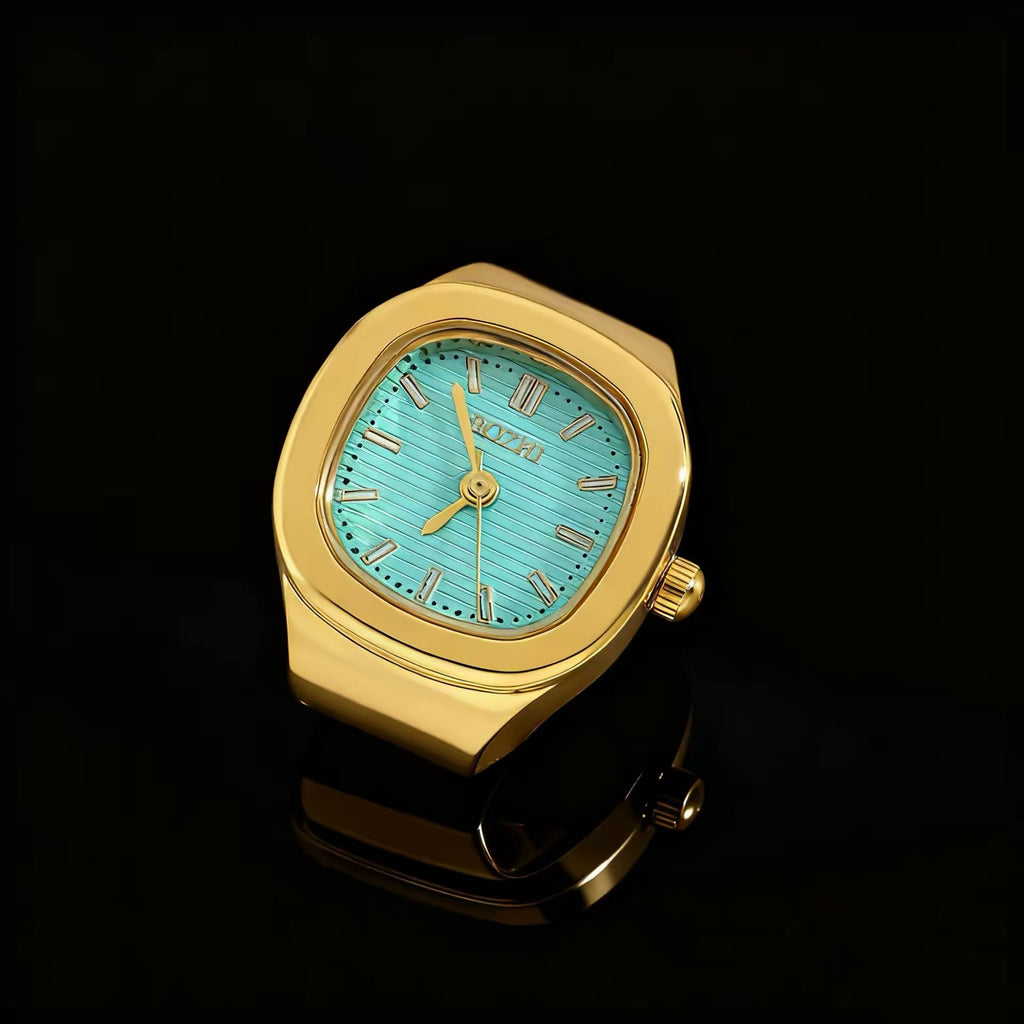 Time Capsule Clock Ring - gold