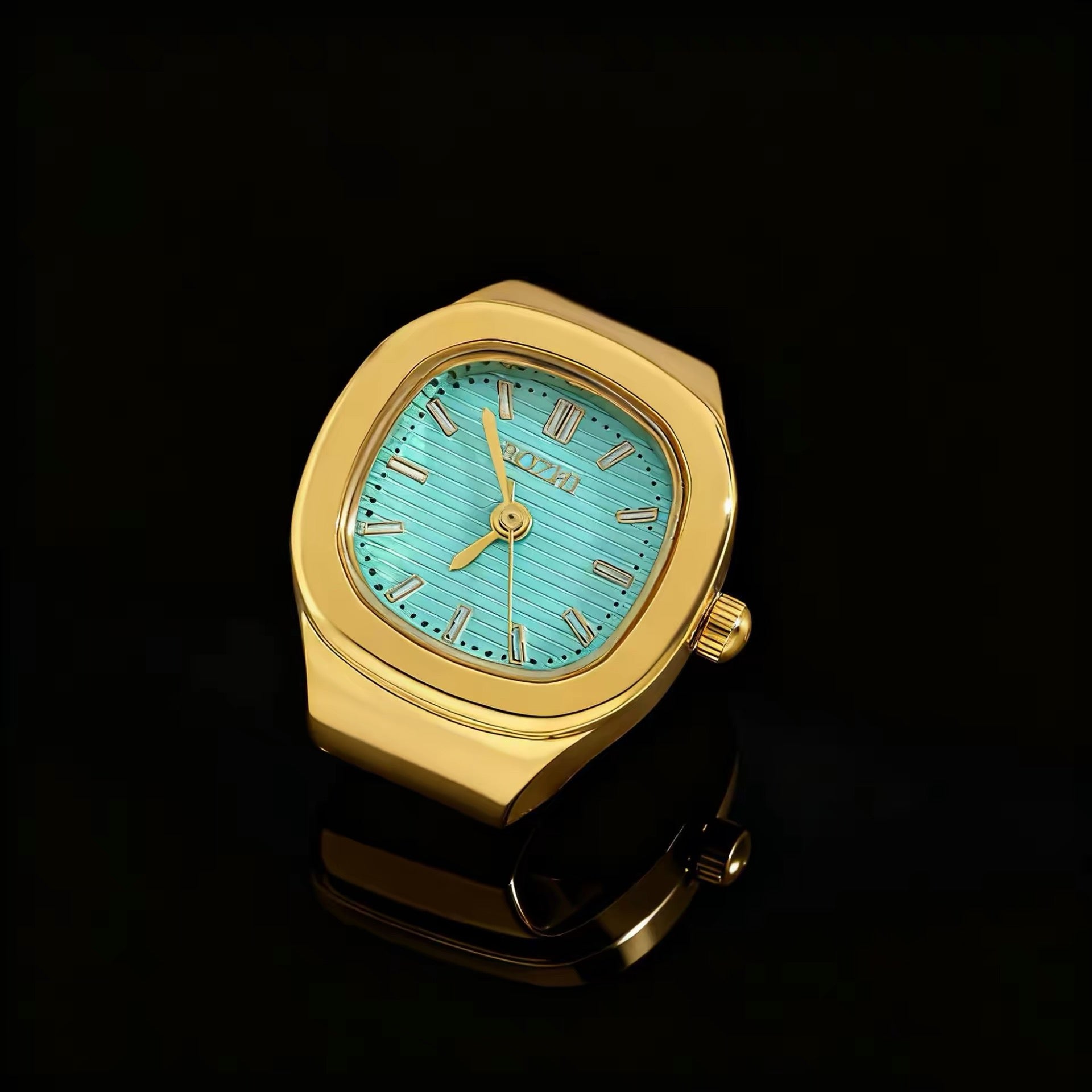 Time Capsule Clock Ring - gold