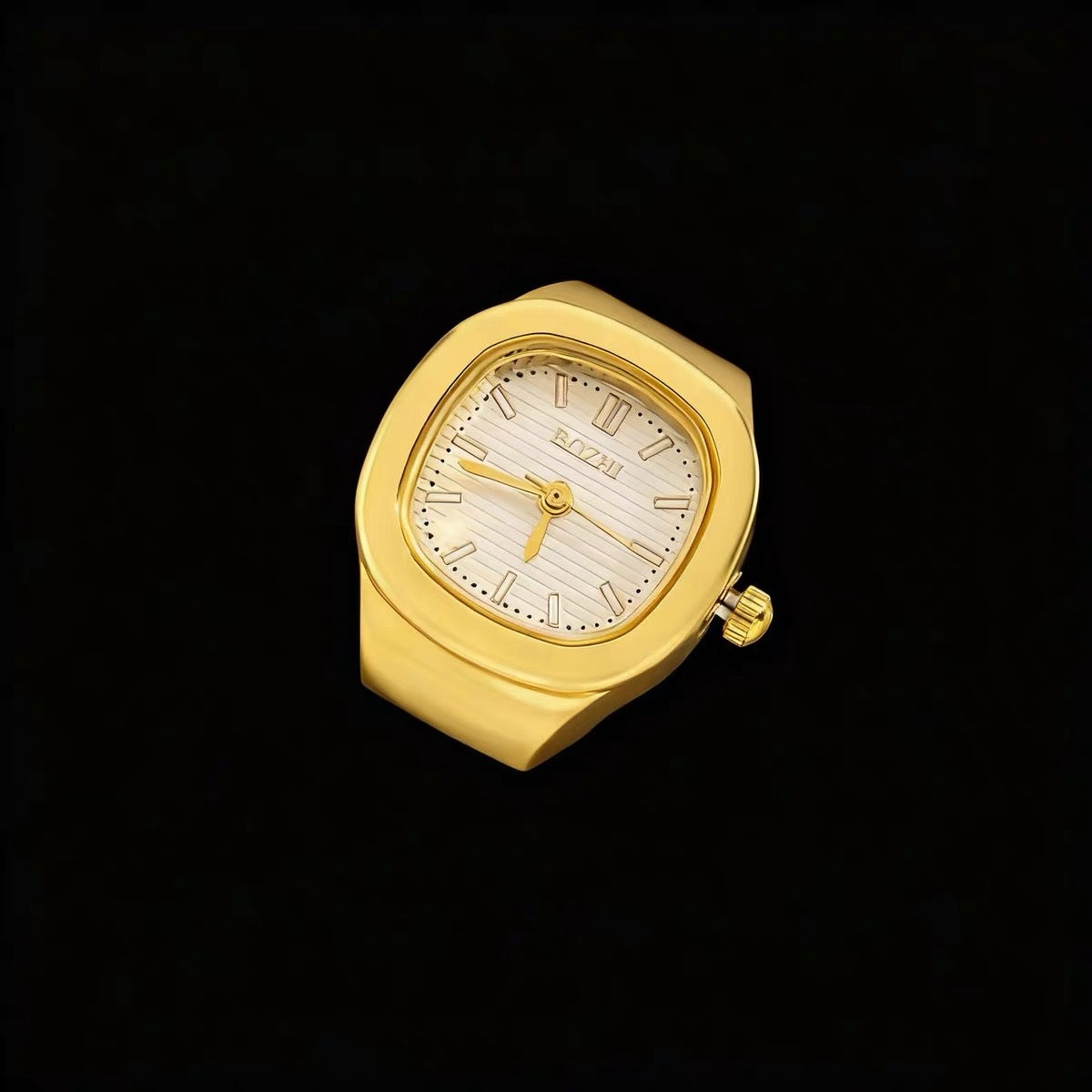 Time Capsule Clock Ring - gold