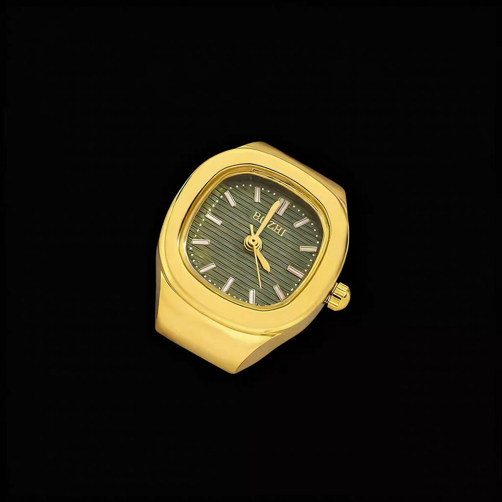Time Capsule Clock Ring - gold