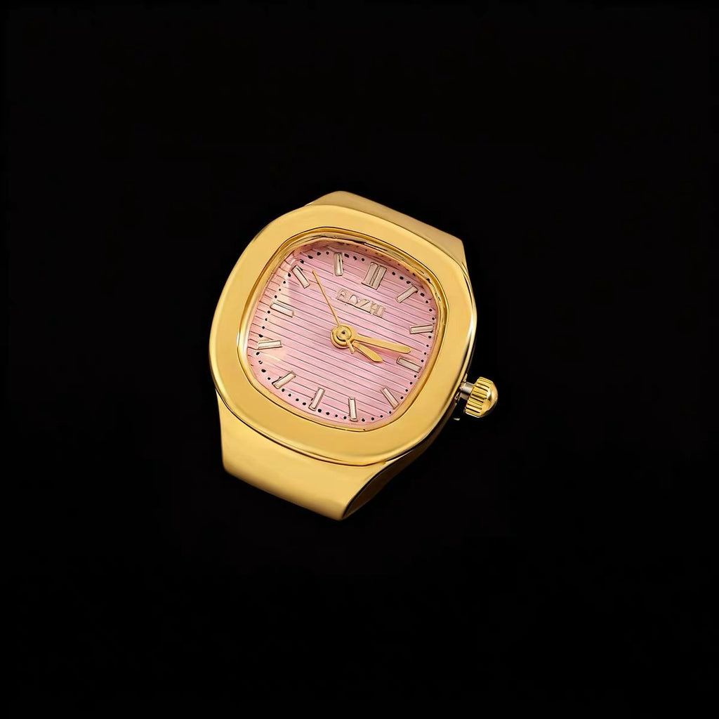 Time Capsule Clock Ring - gold