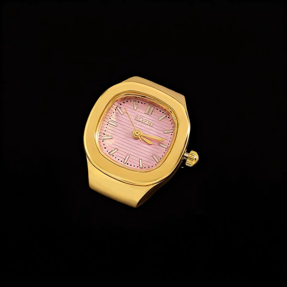Time Capsule Clock Ring - gold