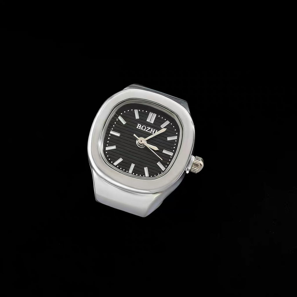 Time Capsule Clock Ring - Silver