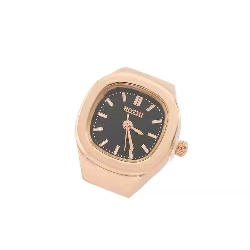 Time Capsule Clock Ring - gold