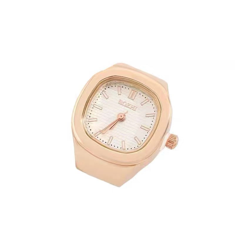 Time Capsule Clock Ring - gold