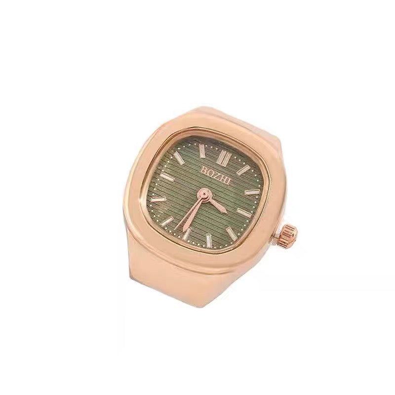Time Capsule Clock Ring - gold