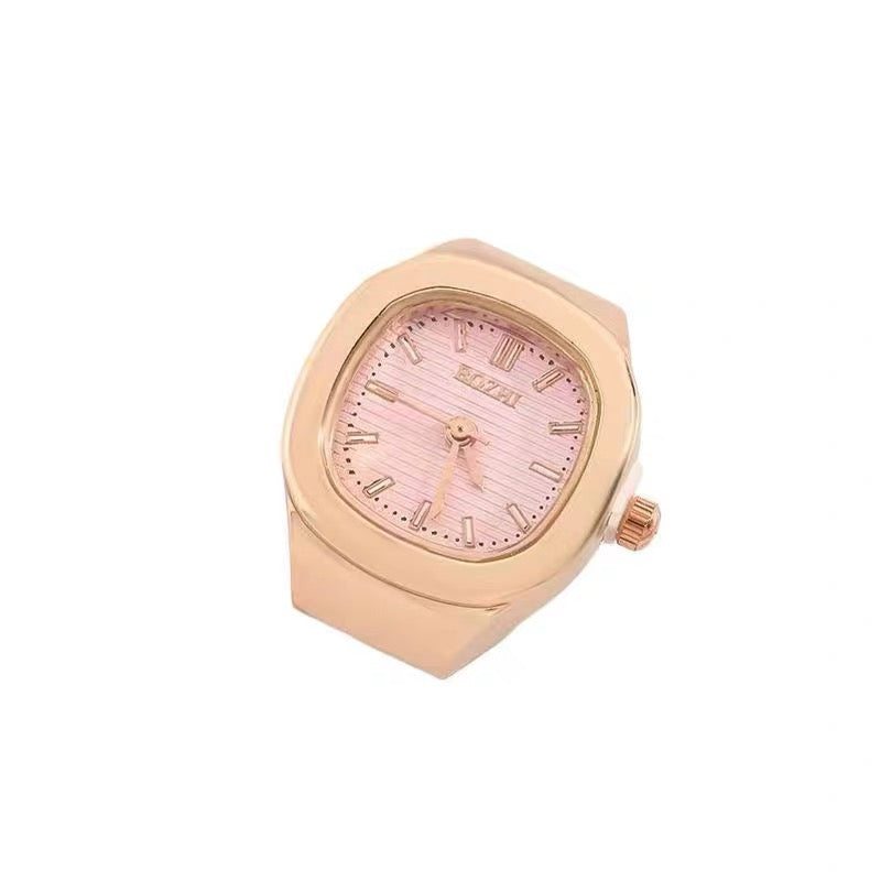 Time Capsule Clock Ring - gold