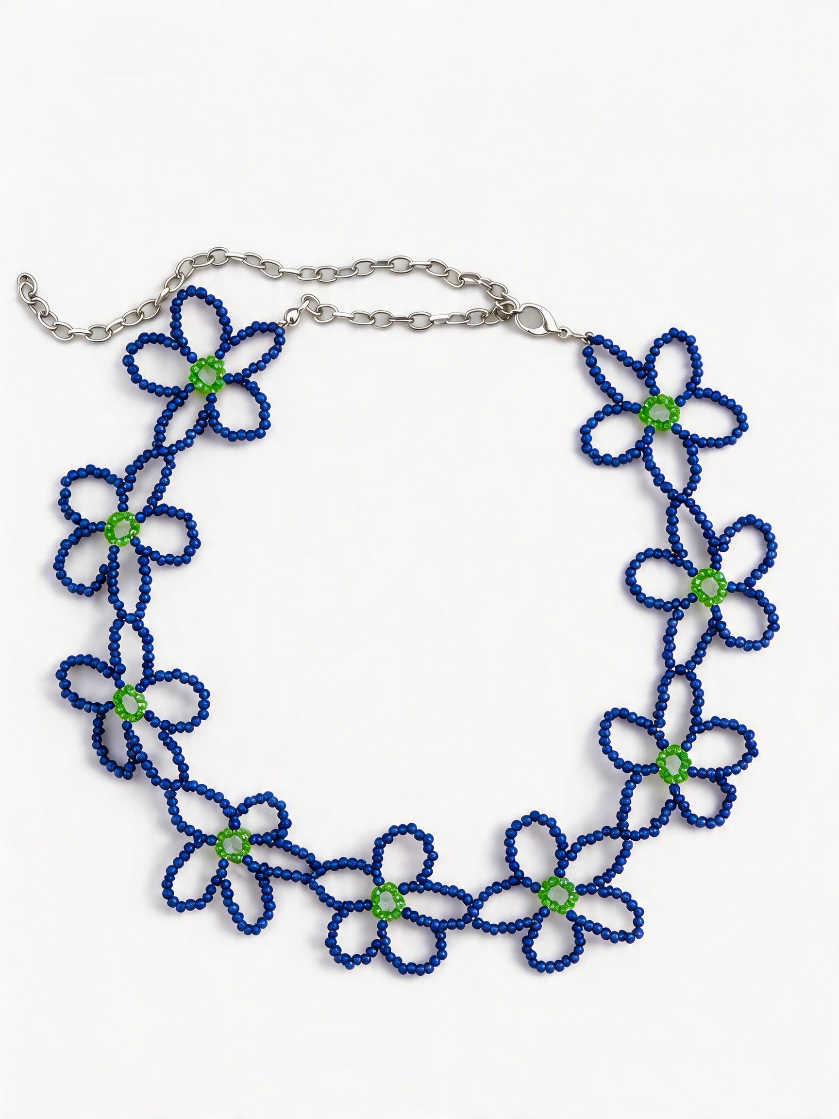 Fuss by Phoebe Beaded Petunia Necklace (blue)