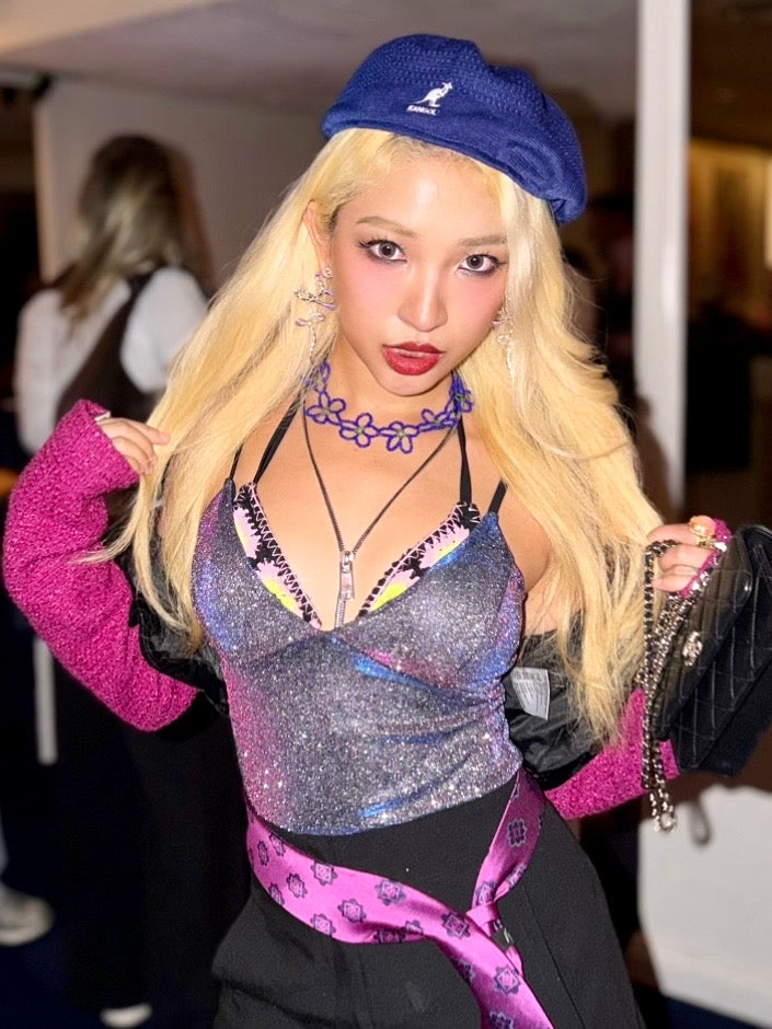 Fuss by Phoebe Beaded Petunia Necklace (blue)