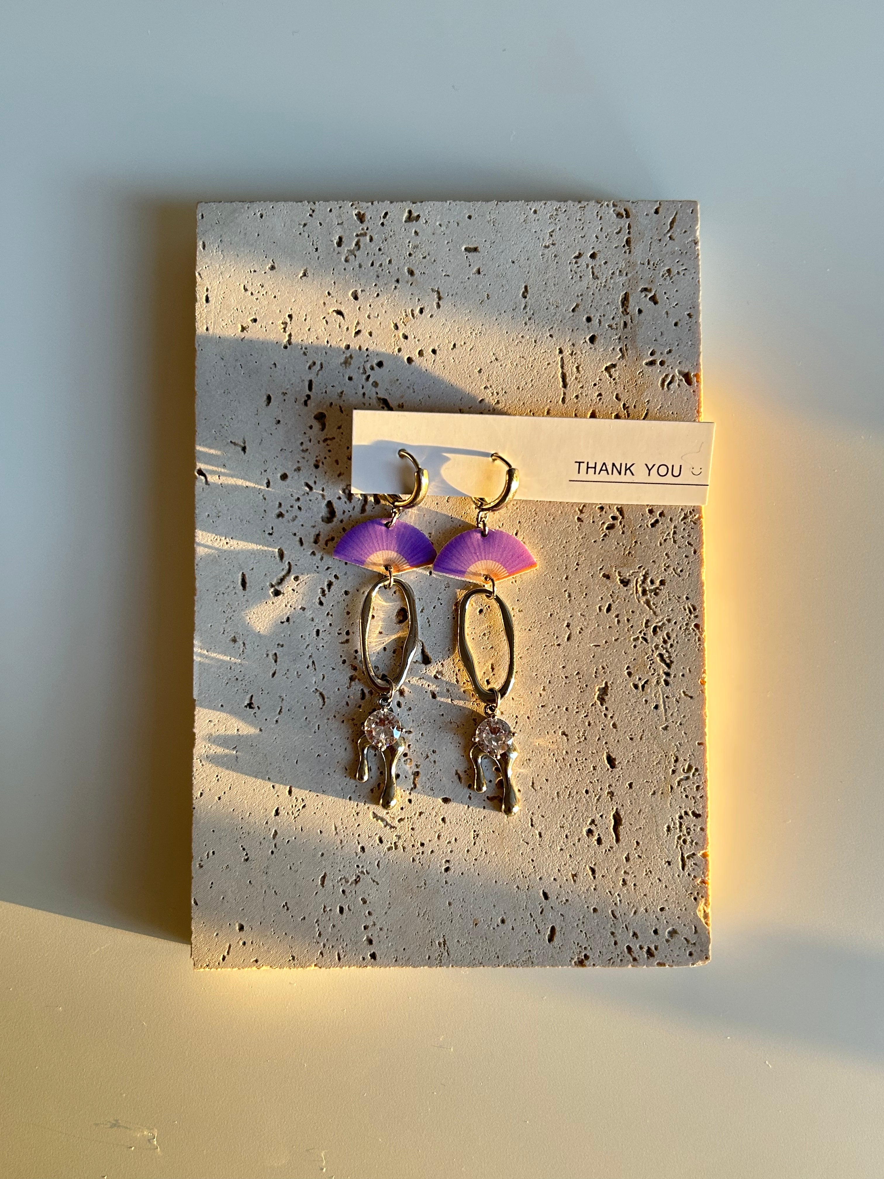 Violet Fan Drop Earrings