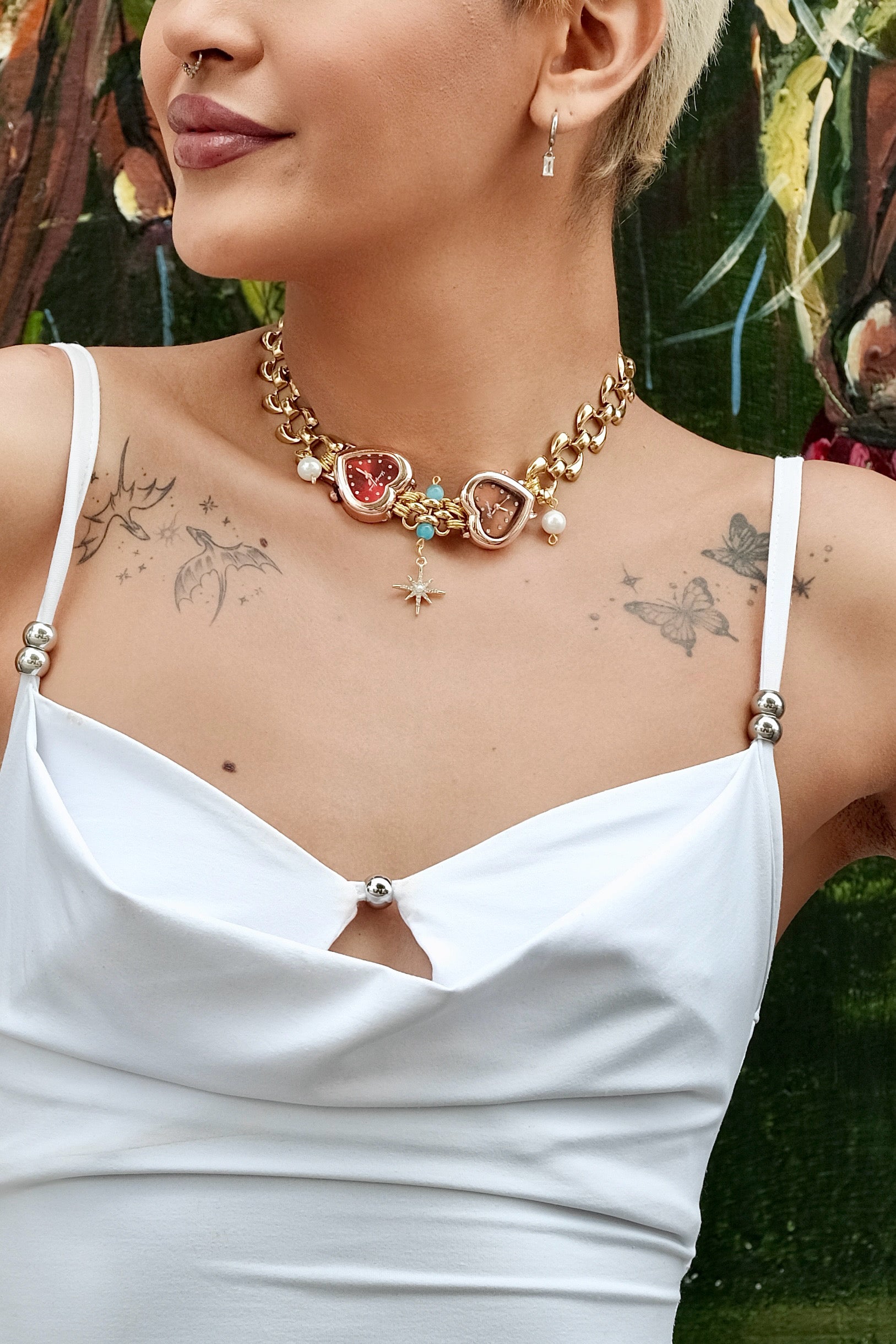 Menlv Twin Heart Choker