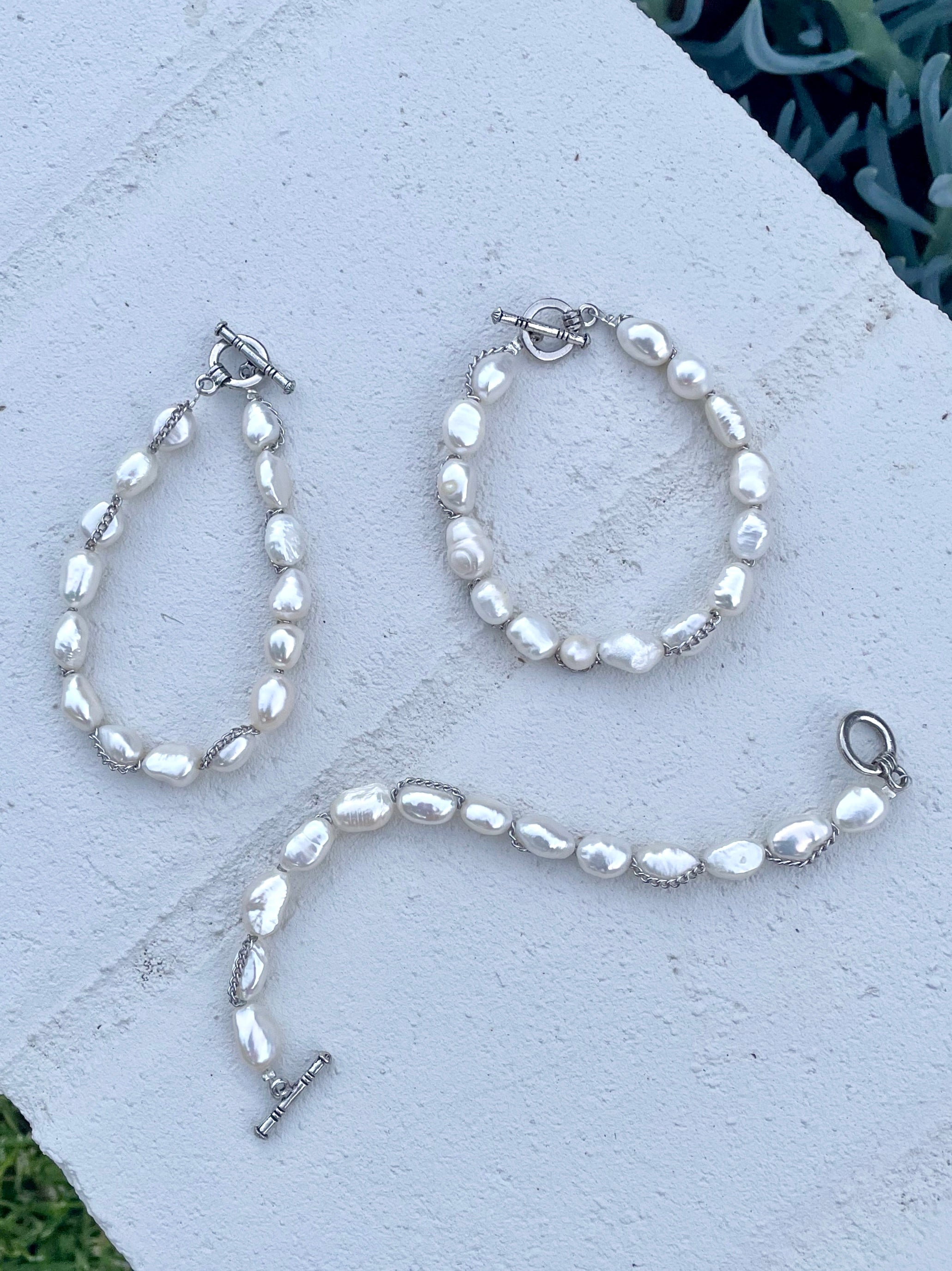 Upcycled Pearl Chain Bracelet