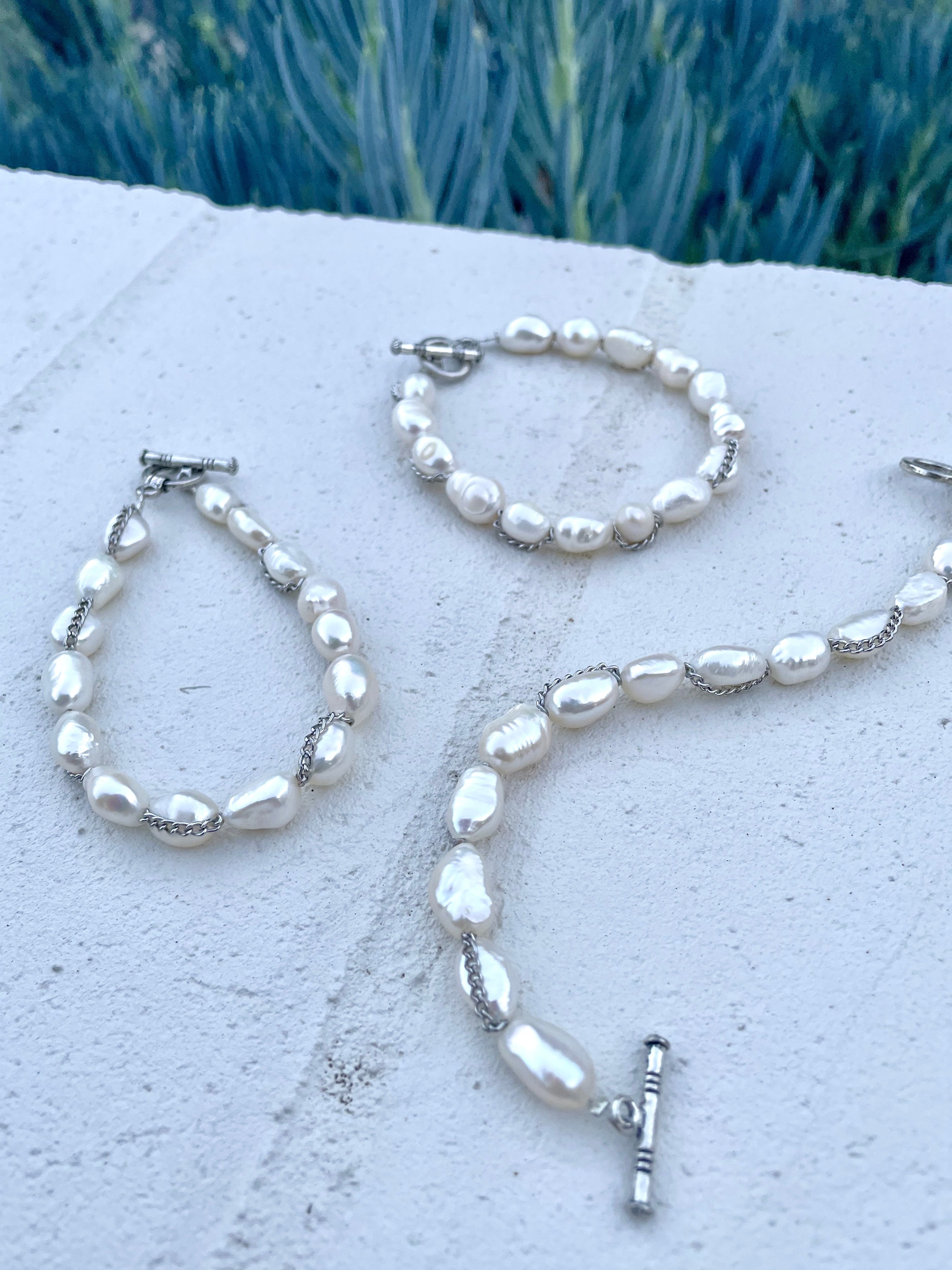 Upcycled Pearl Chain Bracelet