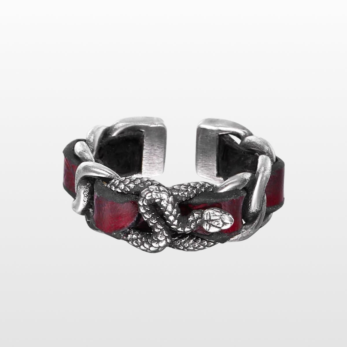 Red leather snake ring