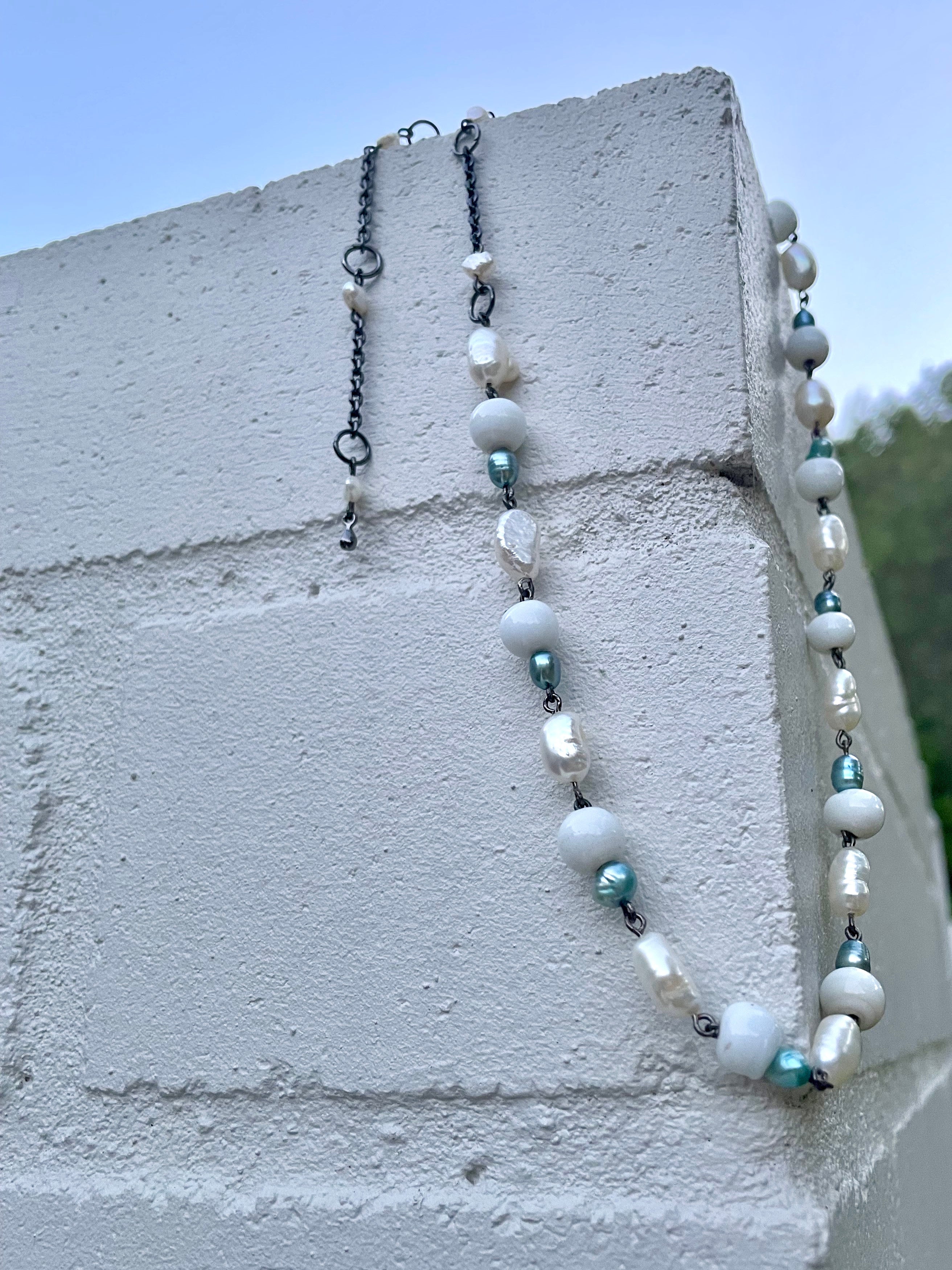 Fuss by Phoebe Sunday Necklace — Blue & White