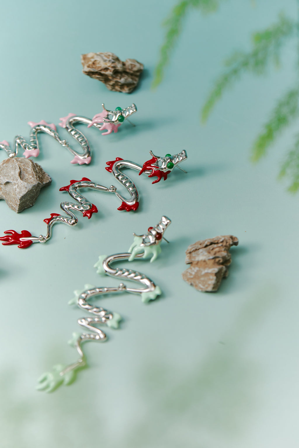 Wandering Dragon Earrings – Smoky Pink