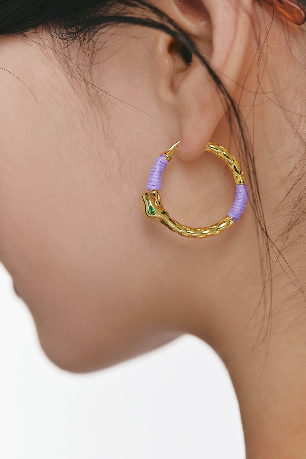 Violet Serpent Hoop Earrings