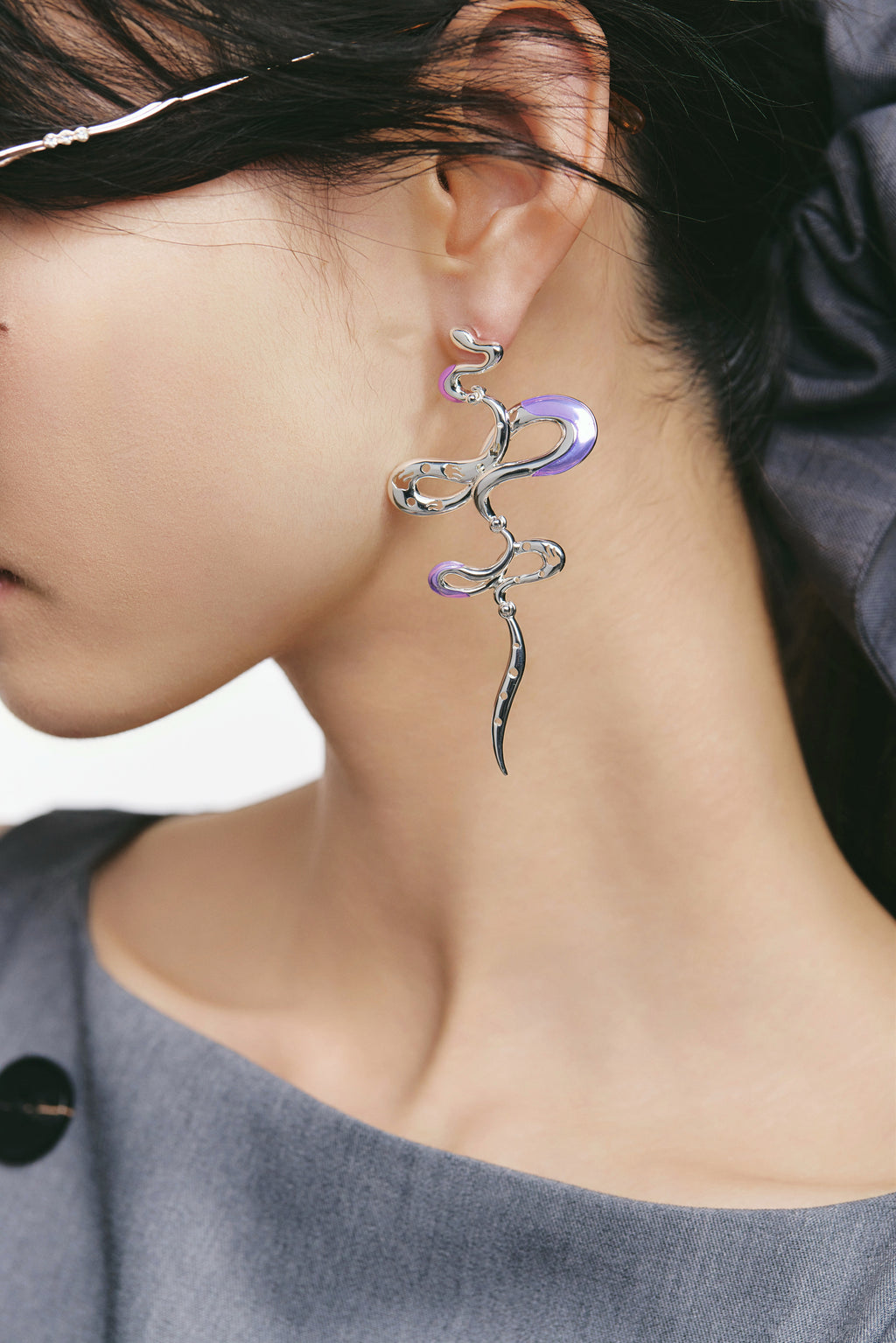 Twin Fairy Serpent Drop Earring – Violet